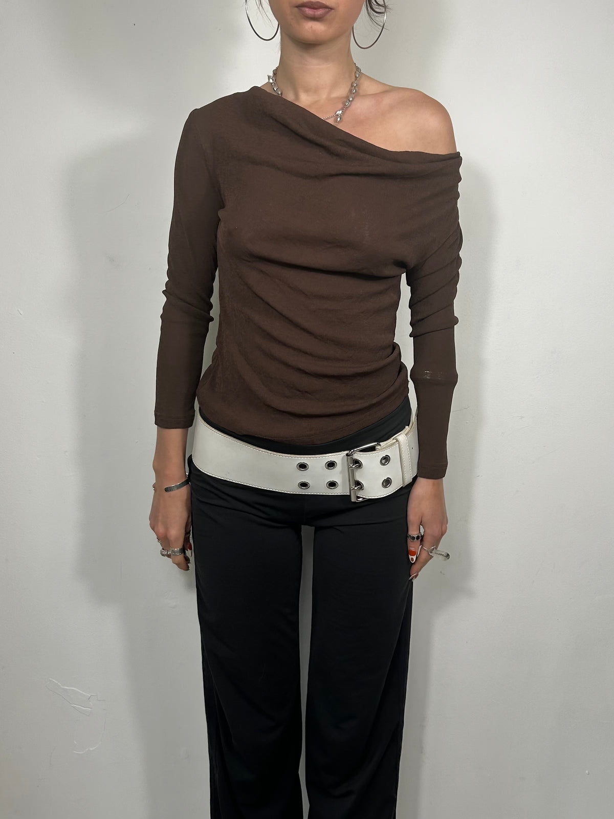 019 Brown Slouch Top
