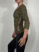 017 Suede Cut Out Top