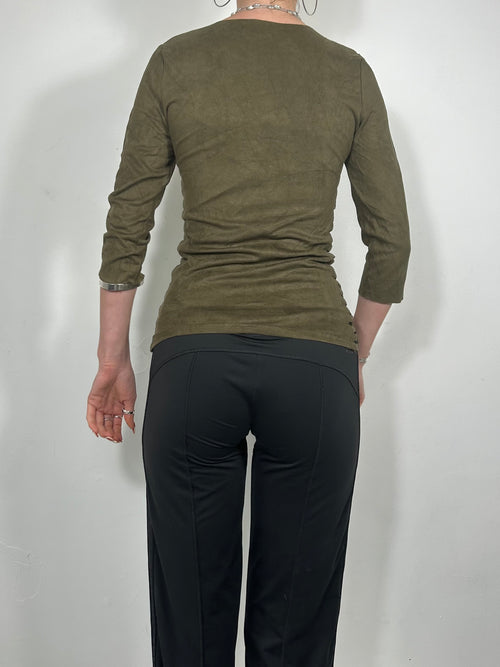 017 Suede Cut Out Top