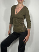 017 Suede Cut Out Top